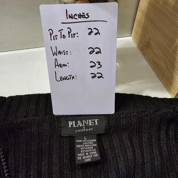 Vtg Suede Leather Sweater Jacket Womens L Black Patchwork Retro 80s Boho Hippie - Picture 5 of 7